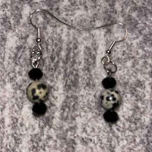 Handmade earrings!! Made with real Dalmatian jasper!